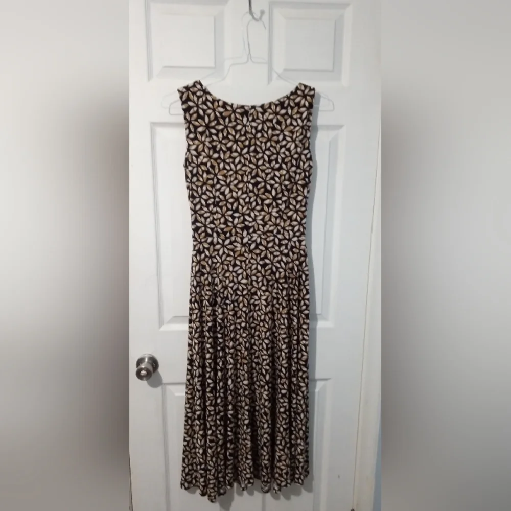 dressbarn Black and Gold Patterned Midi Dress